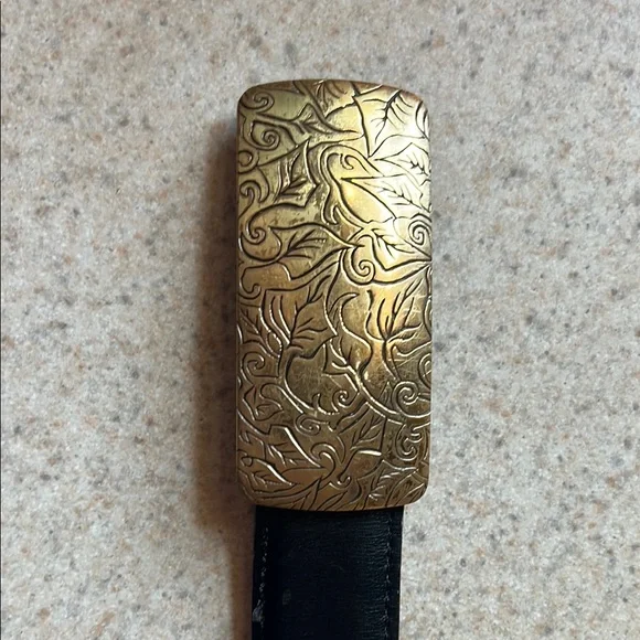 Coach 90s vintage Black Leather Belt with Engraved brass Buckle large - Picture 6 of 6